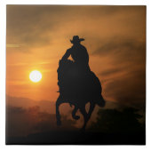 Running Ross and Cowboy Art Tile Fliese (Vorderseite)