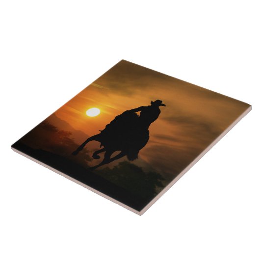 Running Ross and Cowboy Art Tile Fliese (Seite)