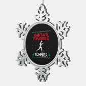 Running Runner Half Marathon Ugly Schneeflocken Zinn-Ornament (Rechts)
