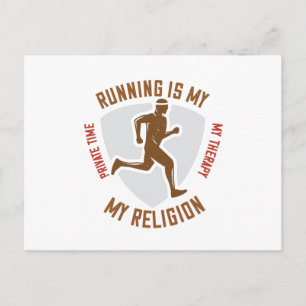 Running - Running ist Therapie und Religion Postkarte