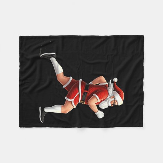 Running Santa Christmas Graphic Runner Run Maratho Fleecedecke (Vorderseite (Horizontal))