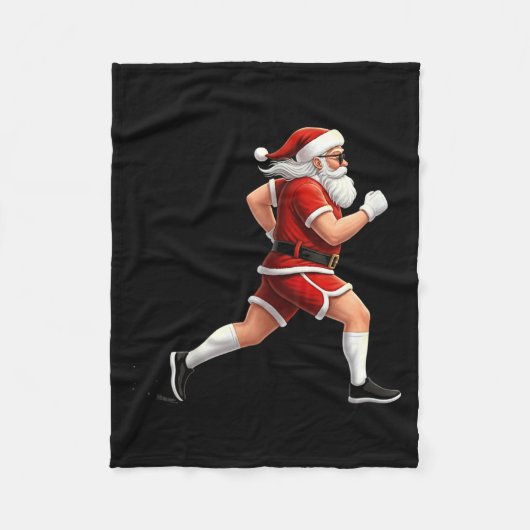 Running Santa Christmas Graphic Runner Run Maratho Fleecedecke (Vorderseite)