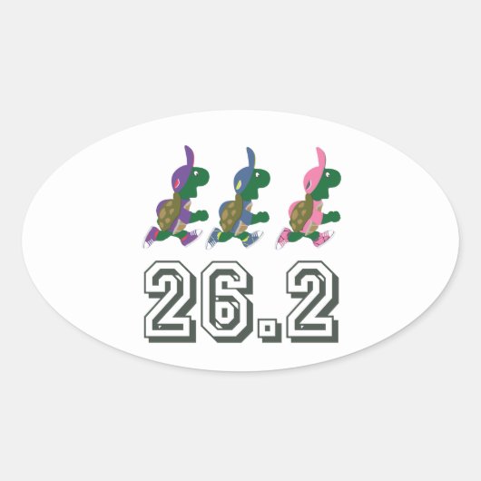 Running Schildkröten 26,2 Ovaler Aufkleber (Vorderseite)