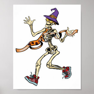 Running Skeleton Halloween Funny Runners Sport Poster