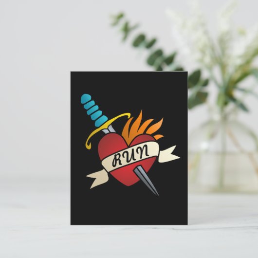 Running Tattoo Postkarte (Stehend Vorderseite)