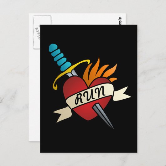 Running Tattoo Postkarte (Vorne/Hinten)