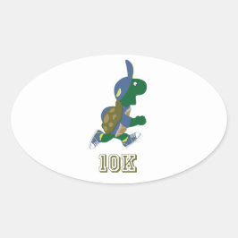 Running Turtle 10K - Blau Ovaler Aufkleber