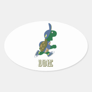 Running Turtle 10K - Blau Ovaler Aufkleber