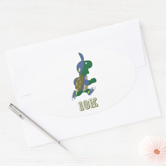 Running Turtle 10K - Blau Ovaler Aufkleber (Umschlag)