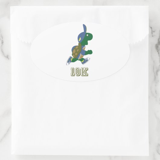 Running Turtle 10K - Blau Ovaler Aufkleber (Tasche)