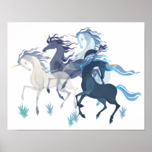 Running Unicorns Poster