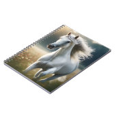 Running White Horse – Graceful Equine Freedom Notizblock (Linke Seite)