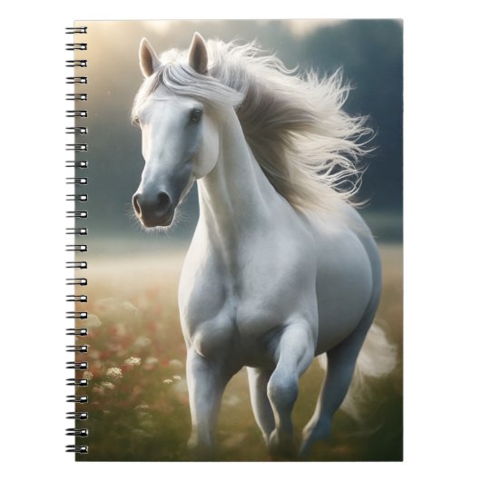 Running White Horse – Graceful Equine Freedom Notizblock (Vorderseite)