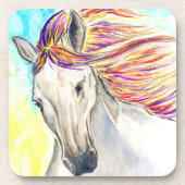 Running White Horse Untersetzer - Malerei (Vorderseite)
