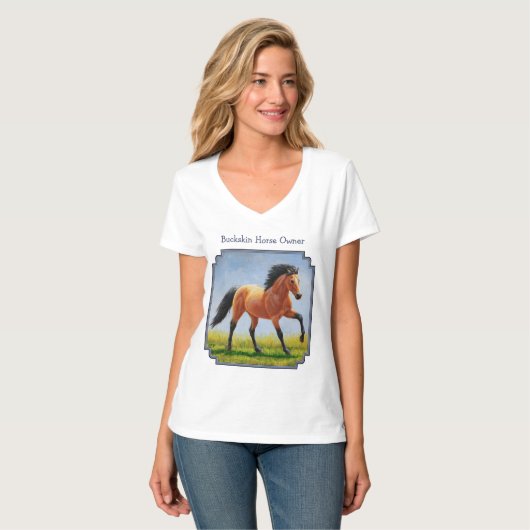 Running Wild Buckskin Horse T-Shirt (Vorderseite Vollansicht)