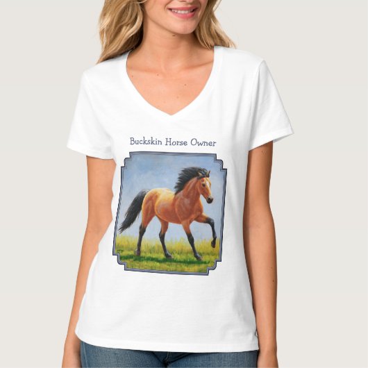 Running Wild Buckskin Horse T-Shirt (Vorderseite)