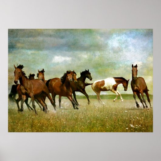 Running Wild Horses - Vintage kreative Kunst Poster (Vorne)