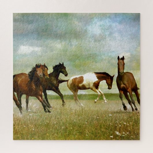 Running Wild Horses - Vintage kreative Kunst Puzzle (Vertikal)