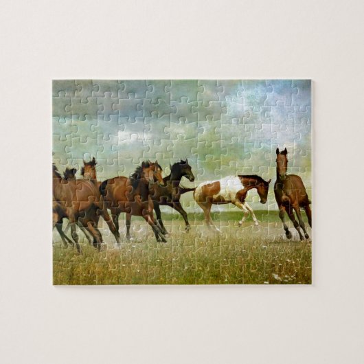Running Wild Horses - Vintage kreative Kunst Puzzle (Horizontal)