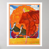 "Running with Greyhounds" Art Deco Print 16x20 Poster (Vorne)