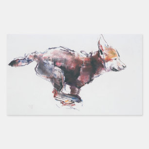 Running Wolf Rechteckiger Aufkleber