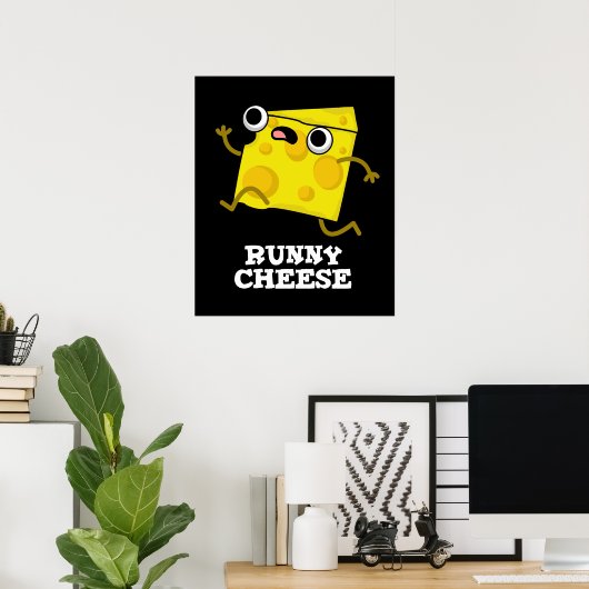 Runny Cheese Funny Food Pub Dark BG Poster (Heimbüro)