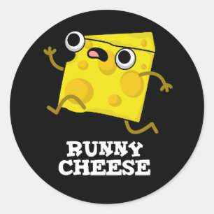 Runny Cheese Funny Food Pub Dark BG Runder Aufkleber