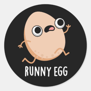 Runny Egg Funny Food Pub Dark BG Runder Aufkleber