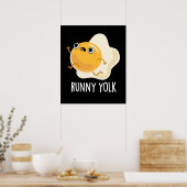 Runny Yolk Funny Food Egg Pun Dark BG Poster (Küche)