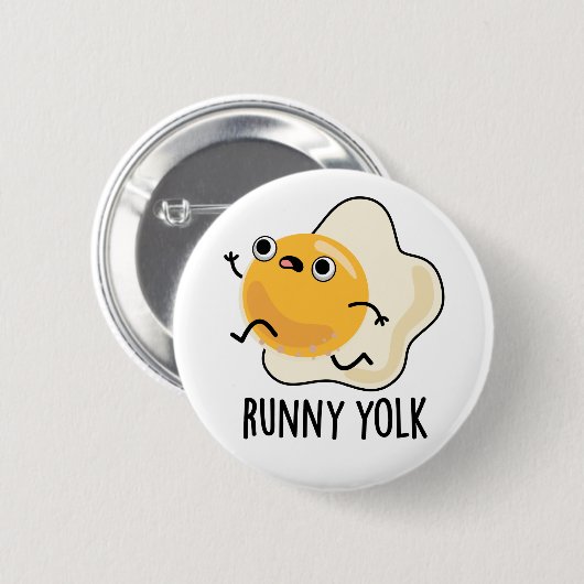 Runny Yolk Funny Food Egn Pun Button (Vorne & Hinten)
