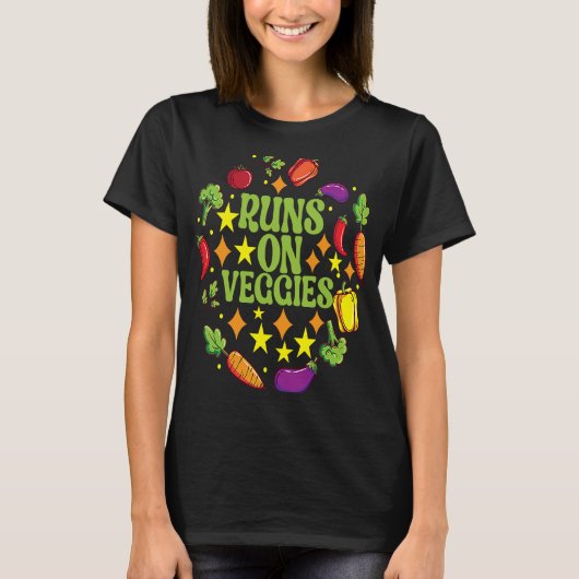 Runs auf Veggies Tierrechte Vegan Vegetarier T-Shirt (Vorderseite)