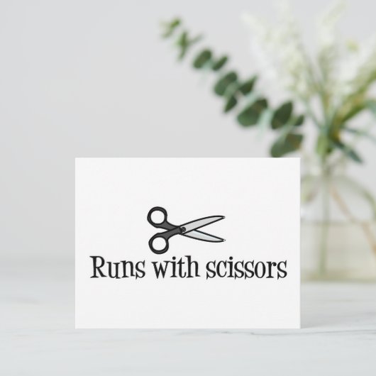 Runs mit Schere Postkarte (Stehend Vorderseite)