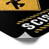 Runs mit Schere schaut Warnung aus Poster (Ecke)