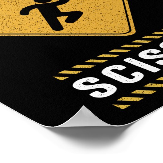 Runs mit Schere schaut Warnung aus Poster (Ecke)