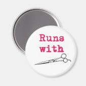 Runs mit Shears Hair Stylist Magnet (Vorderseite/Rückseite)