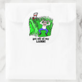 runter von meinem Rasen Runder Aufkleber (Tasche)