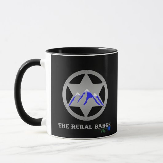 Rural Badge Mug Black Handle Tasse (Links)