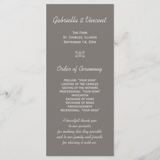 Rural Fence Post Country Ranch Wedding Program Programm (Rückseite)