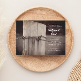 Rural Fence Post Farm Restaurant Grand Opening Einladung