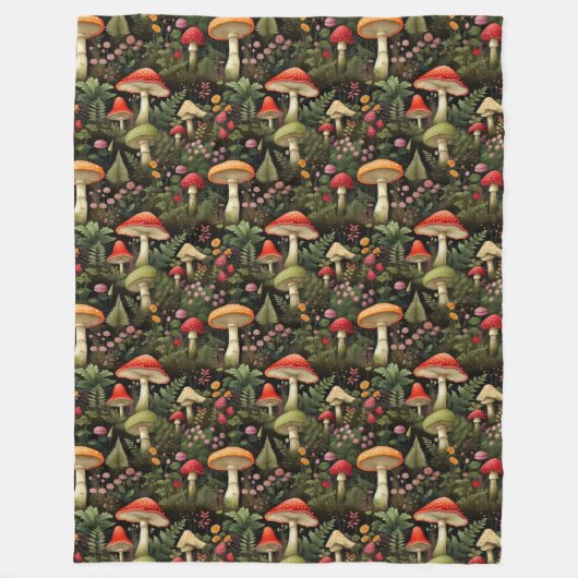 Rural Life Blanket Mushrooms in a Cozy Woodland Fleecedecke (Vorderseite)