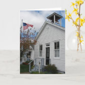 Rural One Room School and American Flag Karte (Gelbe Blume)