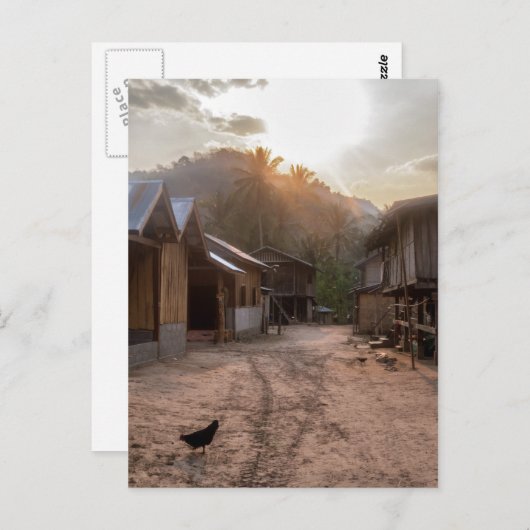 Rural Riverside Village am Mekong River, Laos Postkarte (Vorne/Hinten)