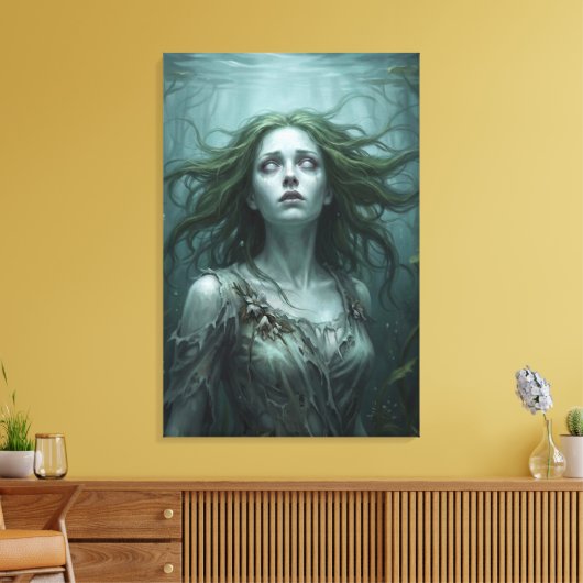 Rusalka Floating in Stagnant Pond Leinwanddruck (Insitu (Wohnzimmer))