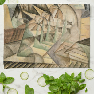 Rush Hour, New York von Max Weber, Vintage Kubismu Geschirrtuch