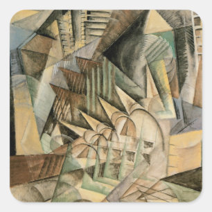 Rush Hour, New York von Max Weber, Vintage Kubismu Quadratischer Aufkleber