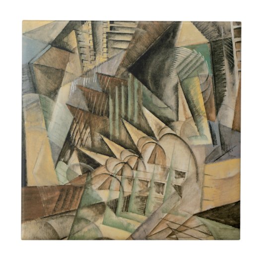 Rush Hour, New York, von Max Weber, Vintager Kubis Fliese (Vorderseite)