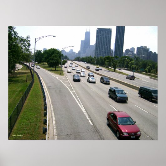 Rush-Hour-Verkehr in Chicago Poster (Vorne)