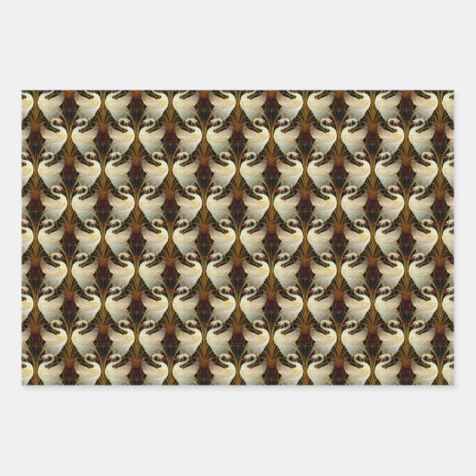 Rush Iris Crane Birds Gold Ivory Set Geschenkpapier Set (Vorderseite 2)