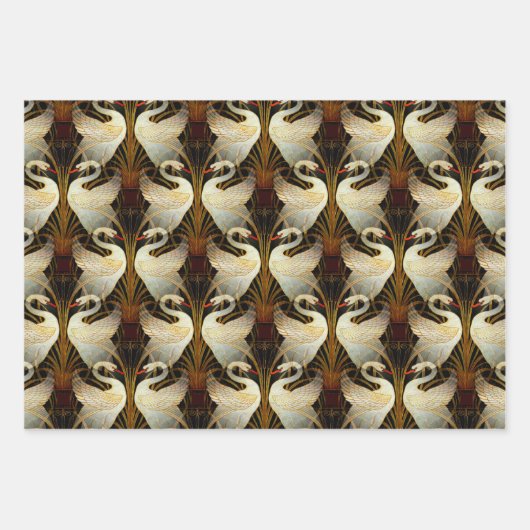 Rush Iris Crane Birds Gold Ivory Set Geschenkpapier Set (Vorderseite)