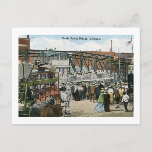 Rush St Bridge, Chicago, Illinois Vintag Postkarte (Vorderseite)